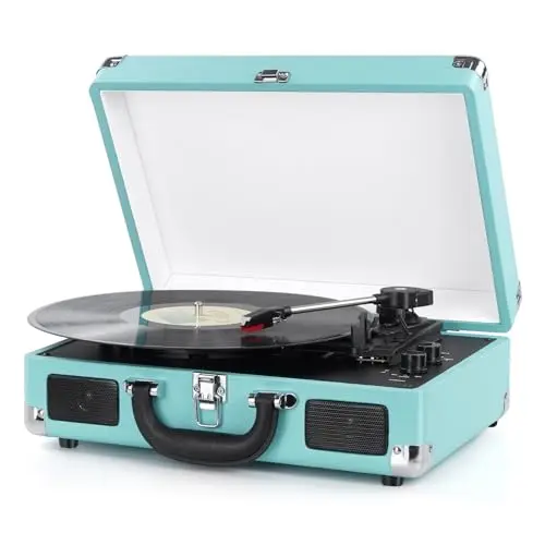 Giratorios de Vinilo, Mersoco Tocadiscos Bluetooth,fonógrafo Vintage con 3 velocidades y Altavoces Integrados,Salida RCA y AUX-in Incluido