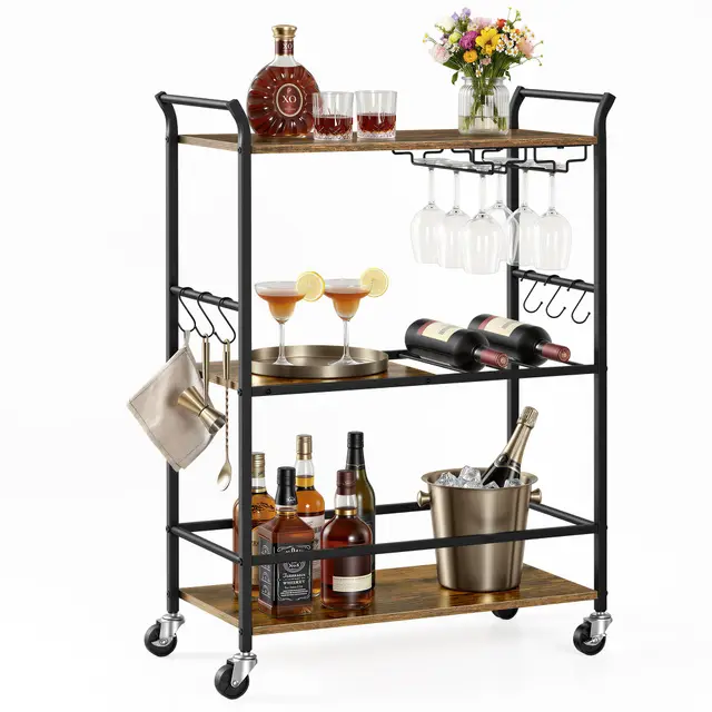 vasagle barnet carrito de bar industrial