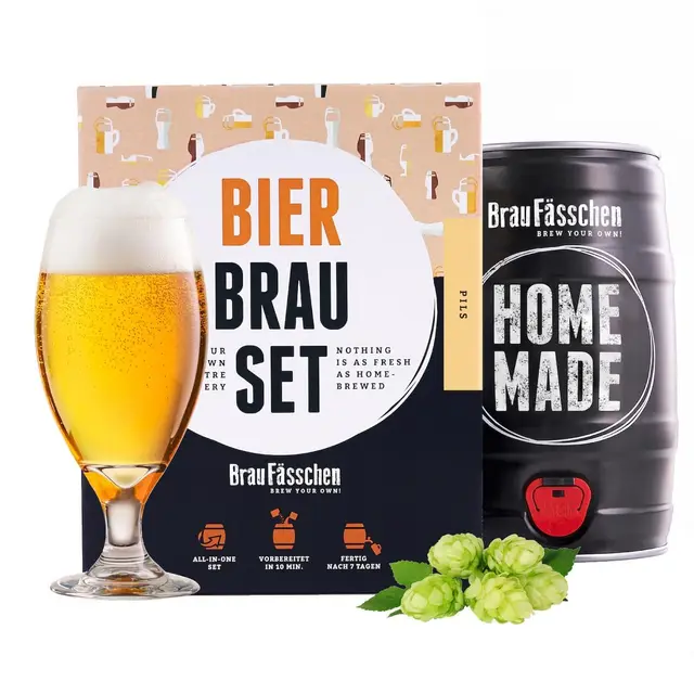 RUBIA | Braufässchen | Juego de elaboración de Cerveza para elaborar tú Mismo | en Barril de 5 litros | Deliciosa Cerveza en 7 días | Regalo para el Amigo oombres