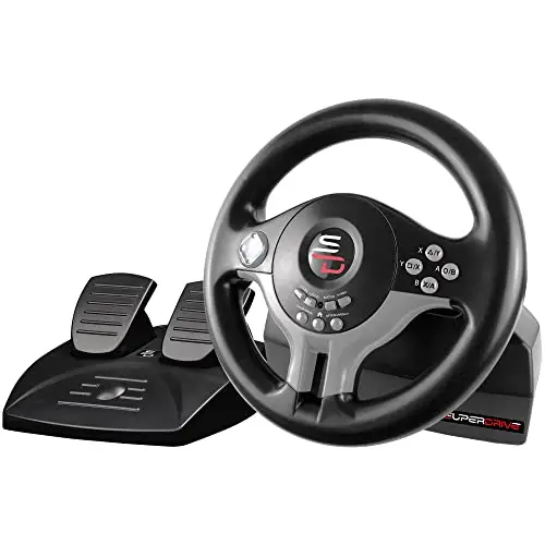 Subsonic - Volante Superdrive SV250 - Volante de Carreras con Pedales y Levas en el Volante. Rotación de 180° y Vibraciones. Para Switch 2 / Switch, PS4, Xbox Series X/S, Xbox One y PC - Negro