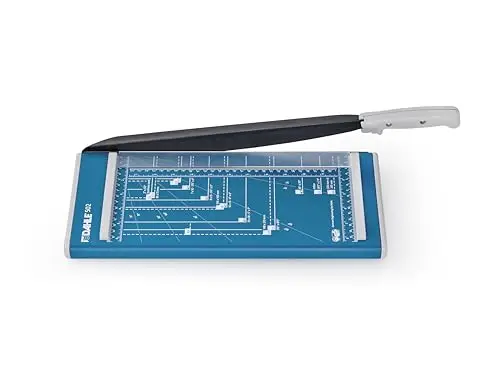 Guillotina de papel Dahle 502 (base de metal, cortador de papel 6-8 hojas, DIN A4, presión manual) azul