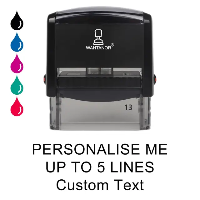 Sellos Personalizados, Sello de Caucho Automático para Oficina, con Tinta Incluida - 5 Tamaños y Hasta 8 Líneas