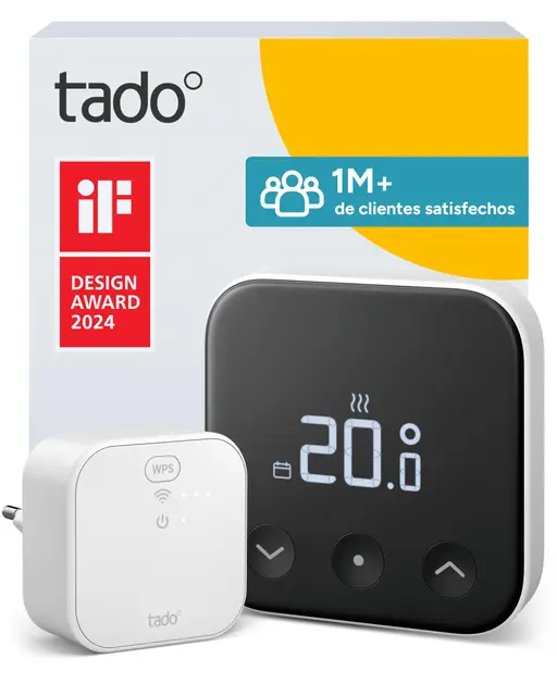 tado° Termostato inteligente X, Starter Kit, termostato con cable y Bridge X, aplicación y altavoz inteligente (Alexa, Siri, Google Assistant), instalación sencilla