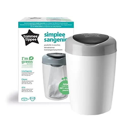 Tommee Tippee Simplee Contenedor para Pañales Incluye 1 Cartucho, Evita los Malos Olores y Gérmenes*, Soporte 100% Reciclado