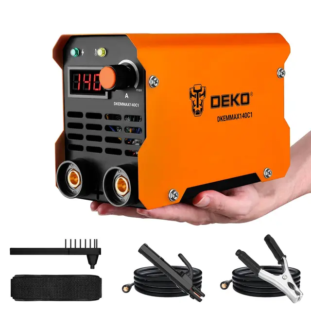 DEKO 140A 220V MMA ARC Soldador Inverter para Reparaciones en el Hogar, Maquina de Soldar de Metal, Bricolaje, Reparación de Bicicletas con Correa de Hombro Ajustable para Soldador