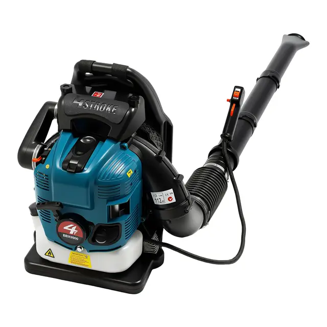 Aspirador de hojas de gasolina, 75,6 cc, mochila de 4 tiempos, soplador de hojas de 2600 W, potente soplador de hojas de espalda, soplador de hojas, tubo de salida ajustable 180° y depósito