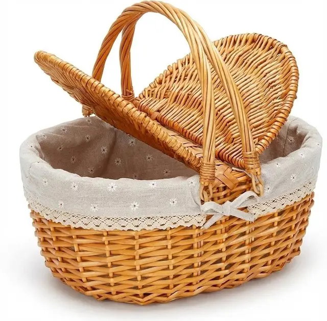 ruikcoll cesta picnic mimbre con tapa