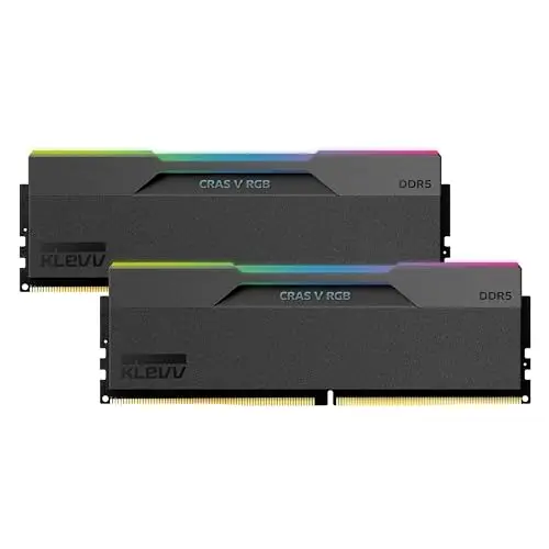 KLEVV CRAS V DDR5 RGB 32GB (2X 16GB) 6000MH/z CL28 Memoria RAM Gaming Kit XMP 3.0 Alto Rendimiento Overclocking 28-36-36-76 – Juega más rápido con un CL28 ultrabajo