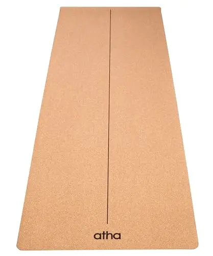 Esterilla de Yoga atha® CORK | Adherencia Natural que Mejora con el Sudor (4mm) | Higiénica y Antimicrobiana | Materiales Sostenibles y Duraderos | Correa Incluida