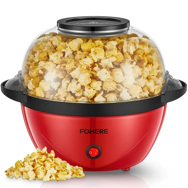 FOHERE Palomitero, Máquina de Palomitas Casera de 3,5 Litros, Palomitera que Puede Agregar Azúcar y Aceite, Agitación Automática, Olla Antiadherente, Silenciosa y Rápida, Adecuado Para Cine en Casa