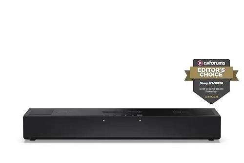 Sharp HT-SB700 Barra de Sonido Compacta 2.0.2, Dolby Atmos, Bluetooth con HDMI eARC/CEC, Potencia Total de 140 W, 52 cm, Color Negro