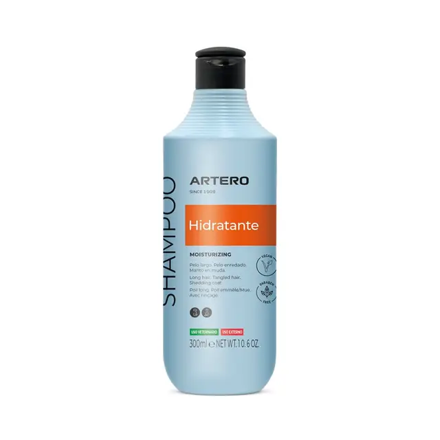 Artero Hidratante. Champú para Perros. Gran hidratación. Ideal para Perros Yorkshire Terrier, Bichón Maltés, para Mascotas de Pelo Largo y/o pelajes Secos o deteriorados. con Biotina. 300 ml