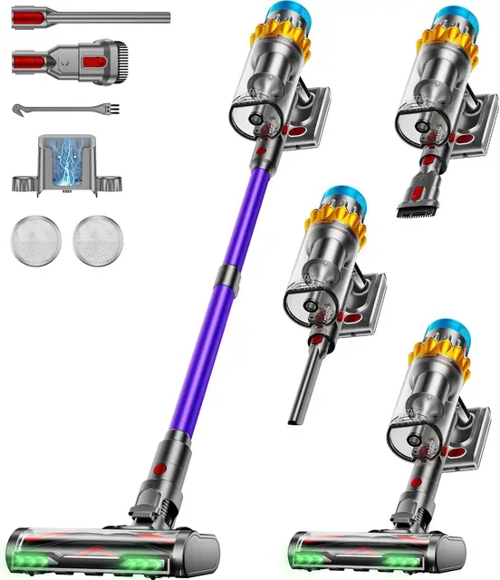 Aspiradora sin Cable 55KPA 650W 70Mins,Escoba Aspiradora sin Cable de 1,8 L, Aspiradora Vertical sin Antienredos/Pantalla LED/Autoportante, Adecuada Para Pelo Demascotas, Alfombras y Suelos de Madera