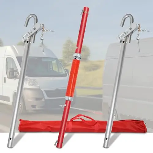 Gekufa Barra de remolque para coche 3T – 3 piezas galvanizadas con amortiguador de muelle, 196 cm, ayuda de remolque para coche, hasta 3000 kg