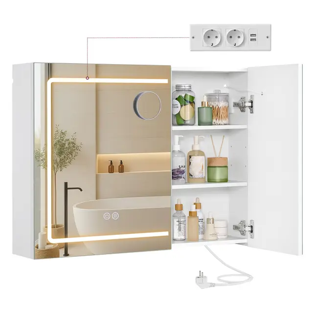 vasagle kailyn - armario baño led 80cm