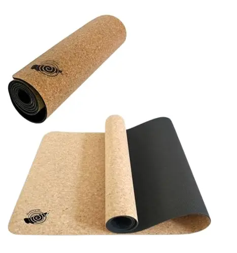 Esterilla de yoga de corcho y TPE, antideslizante, 183 x 60 cm, esterilla de fitness sostenible para yoga, pilates y gimnasia, respetuosa con el medio ambiente, sin PVC ni látex, 6 mm de grosor y