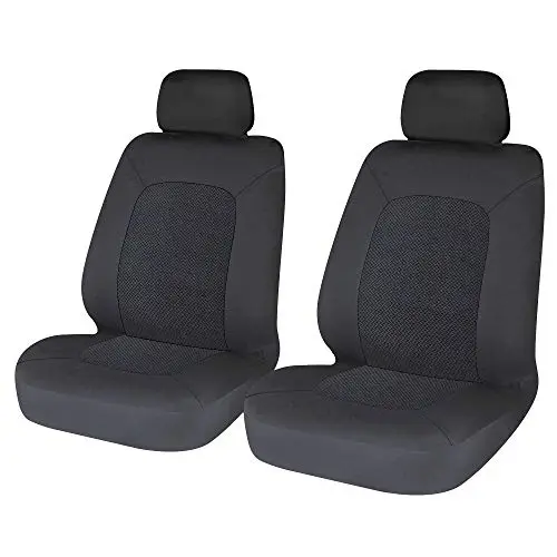 Sakura Fundas de asiento delantero para coche y furgoneta, Hampton, 1 par en negro, ajuste fácil