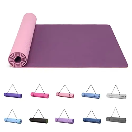Good Nite Esterilla de yoga para gimnasia, pilates y ejercicio, antideslizante, gruesa, 6 mm, con correa de transporte, TPE, 183 x 61 x 0,6 cm