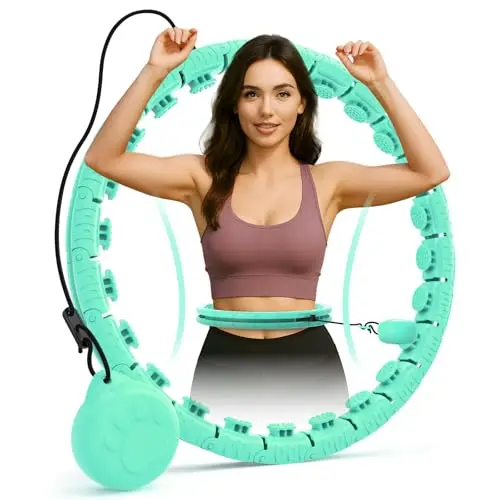 JLoibao Smart Hula Hoop Fitness, con Bola de Peso Dulce, Incluyendo 24 Anillos de Cadena Desmontables, Equipos Deportivos Inteligentes para Mujeres