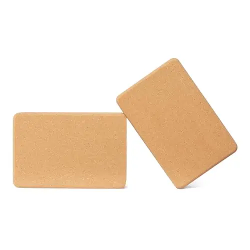 Amazon Basics Bloque de Corcho Natural para Yoga, 23 x 15 x 8cm, Paquete de 2