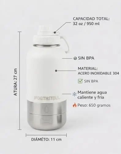 NORTHSTELL NS-TRAVEL-01 Botella 3 en 1 Perros Bebedero Portátil