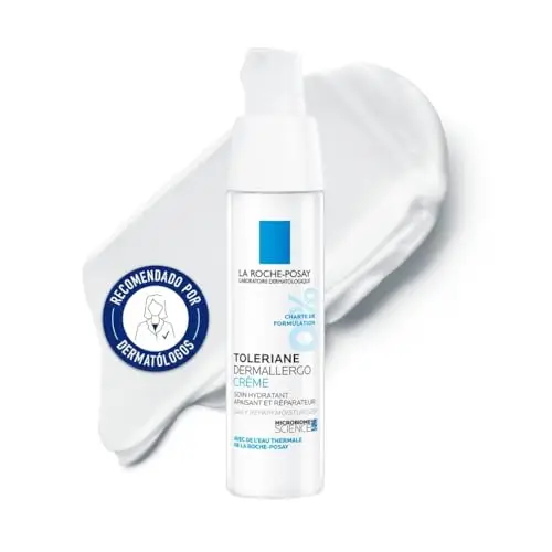 La Roche Posay Crema Facial, Hidratante, Calma y Repara, Enriquecida con Neurosensina y Esfingobioma, Para Pieles Sensibles y Alérgicas, Toleriane Dermallergo, 40 ml