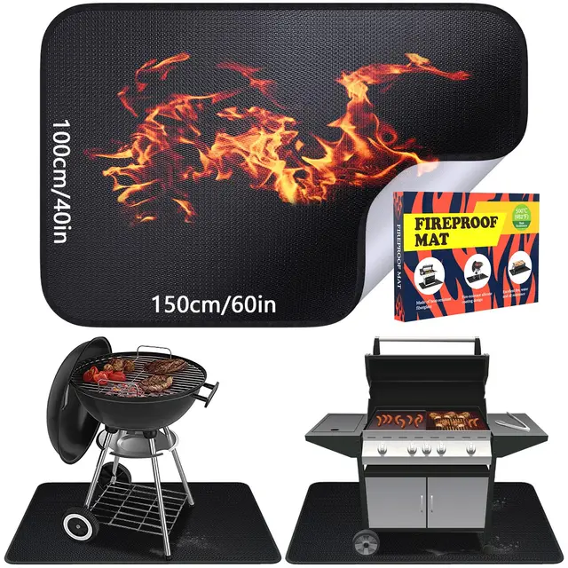 150 x 100 cm Alfombrilla para Barbacoa de Exterior, Alfombrilla para Chimenea de Interior, Impermeable, Resistente al Aceite, protección para barbacoas en Patios y terrazas
