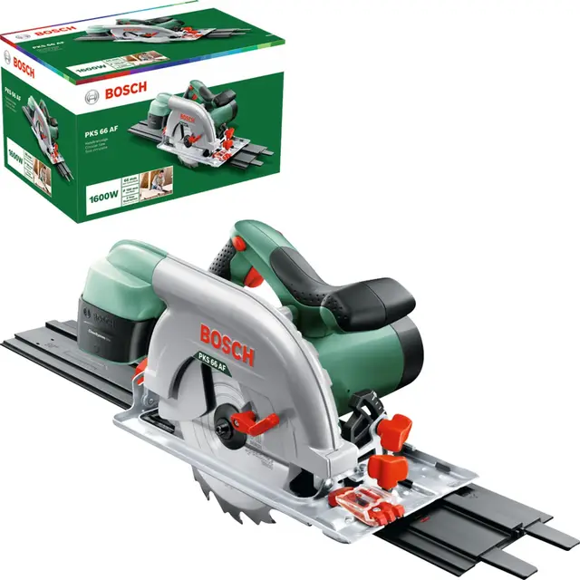 Bosch Sierra circular PKS 66 AF (Disco de sierra, carril guía, caja de cartón, 1600 vatios)