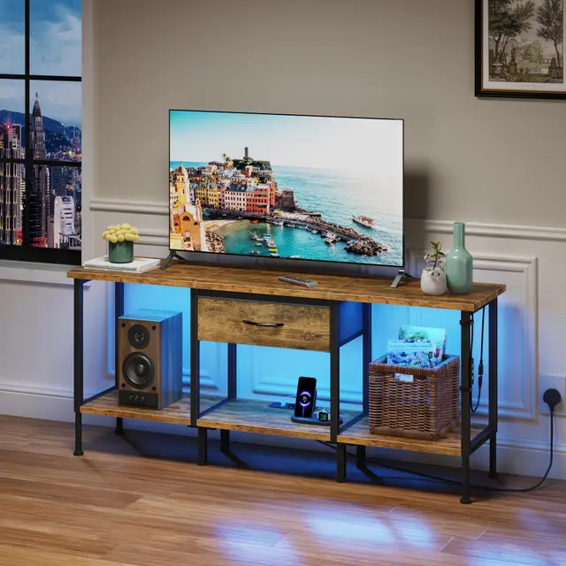 oyrreu mueble tv 120cm con enchufe y led