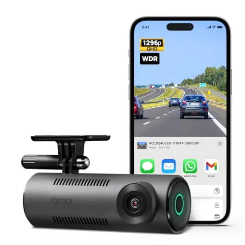 70mai Dash CAM M310 Plus 3K, 1620P Dashcam Auto, WiFi, Visión Nocturna, Detección de Movimiento, Grabación Time-Lapse, WDR, Grabación en Bucle, Modo Aparcamiento, WiFi, App, MAX 256 GB