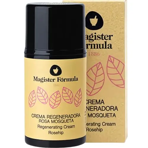 Crema Rosa Mosqueta 50 ml | Extracto de Aceite 100% puro | Hidratante y Regeneradora Facial | Antiedad, Antiarrugas, Antimanchas | Mujer y Hombre | Día y Noche | Magister Formula