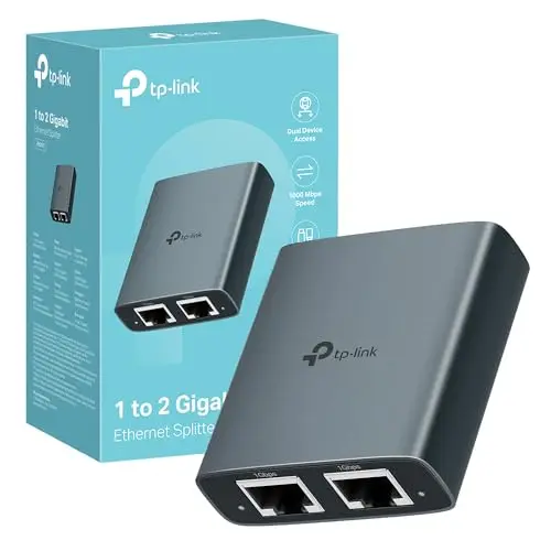 TP-Link EH210 - Switch ethernet,Adaptador Switch gigabit 1 a 2 Puertos RJ45, Splitter Duplicador,Carcasa de Aleación de Aluminio, hasta 1000 Mbps, Plug & Play, Compatible con Cat5e/6/7/8