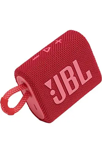 JBL GO 3 - Altavoz inalámbrico portátil con Bluetooth, resistente al agua y al polvo (IP67), hasta 5h de reproducción con sonido de alta fidelidad, rojo