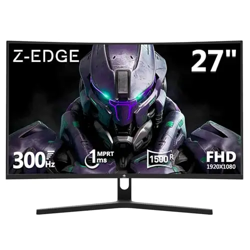Z-Edge Monitor Gaming PC Curvo 27'' 300 Hz (DP1.4*2), 1ms MPRT, FreeSync, FHD, 240 Hz (HDMI2.0*2), Pantalla Gaming LED 16:9, Inclinación Ajustable, HDR, VA, 3000:1, VESA 100*100mm (Cable DP Incluido)