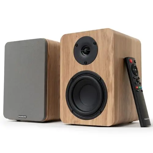 VULKKANO A4 ARC MKII Altavoces Autoamplificados con Woofer de 4", Bluetooth 5.0, HDMI ARC, Optica, RCA, USB, con Salida Subwoofer, Monitores de Estudio con Diseño Elegante, Color Marron