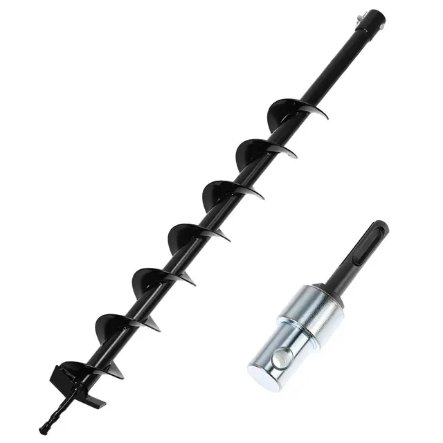 QWORK® Taladro de Tierra, ⌀ 60 mm 80 cm Taladro Pilotes con Adaptador, para Perforar Agujeros y Plantar Arboles