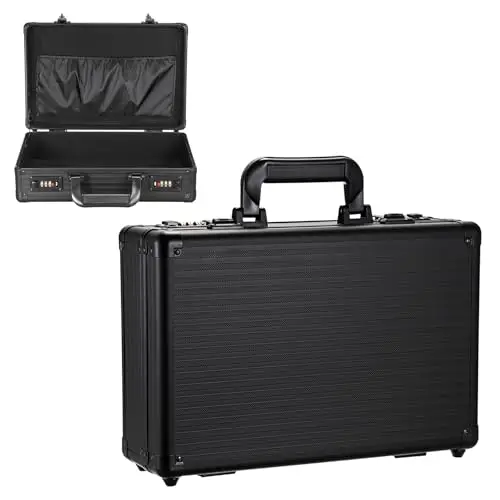 Maletín de aluminio con cerradura de combinación A4, maletín para documentos con cerradura, pequeño, resistente al agua, maletín de aluminio portátil, maletín de negocios para viajes de