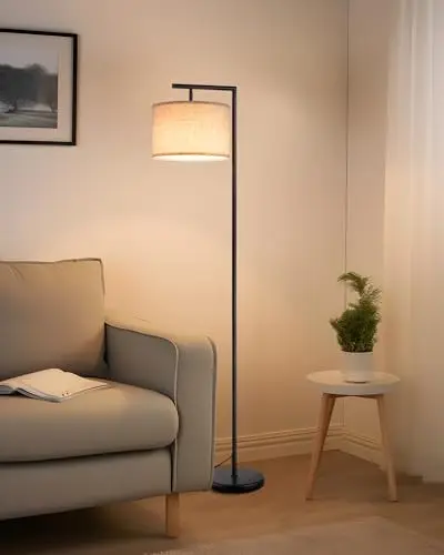 edishine lámpara de pie lino beige