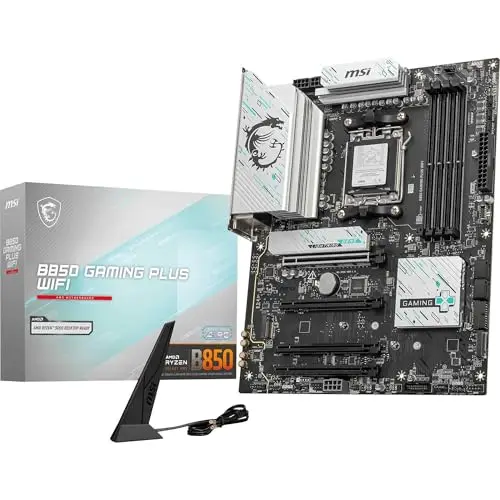 MSI B850 Gaming Plus WiFi Placa Base ATX - Procesador s AMD Ryzen 9000/8000 / 7000, AM5 - Memoria DDR5 8200+ MT/s (OC), PCIe 5.0 x16 & 4.0 x16, M.2 Gen5, Wi-Fi 7, 5G LAN