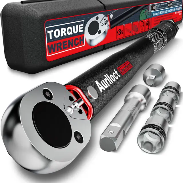 Juego de Llave Dinamométrica 1/2 Pulgada, 20-230 Nm Chave Dinamométrica, Incluye Extensión de 12.5 cm, Precisión ±3% para Coche y Rellenar las Ruedas, 6 Piezas