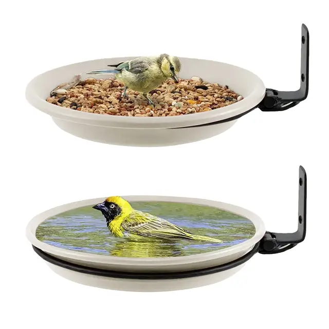 Bseical Comedero Pájaros,2 PCS Comedero Y Bebedero Para Pájaros Exterior 2 En 1,Bebedero Pajaros Silvestres,Comedero Decorativo Para Pájaros Jardín,Montado En La Pared Alimentadors,Baño De Pájaros