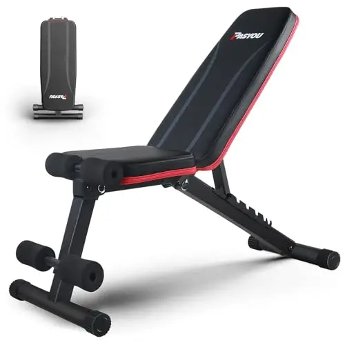 PASYOU Banco de Pesas Musculación, Banco Abdominales Plegable 7 en 1, Banco Pesas Ajustable adecuado para el hogar y el gimnasio, Negro, Capacidad de peso 230KG PA300