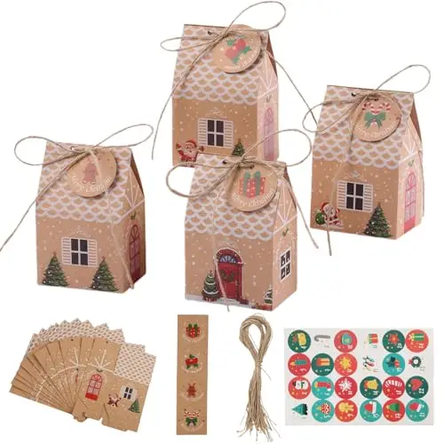 zuahaly diy 24 casitas papel marrón