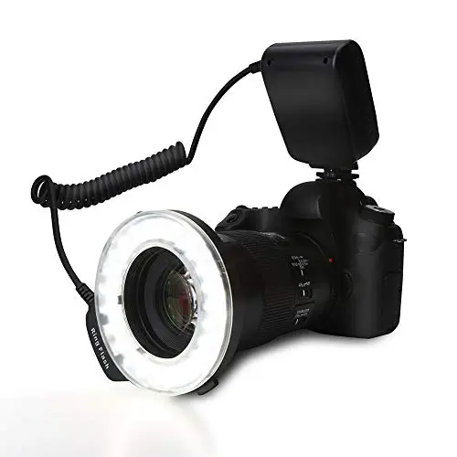 Anillo de luz de flash LED portátil con 4 filtros y 8 adaptadores de anillo para cámaras réflex Canon/Nikon/Penant/Olympus/Panasonic