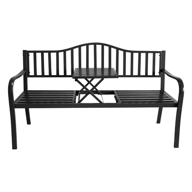 Spetebo Banco de Jardín 3 Plazas con Mesa Plegable Integrada