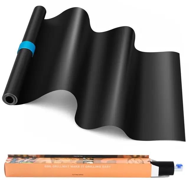 Homealexa Esterilla para barbacoa de gas, 40 x 300 cm, reutilizable y antiadherente, teflón sin PFOA, se puede cortar a cualquier tamaño, para parrilla de gas y carbón