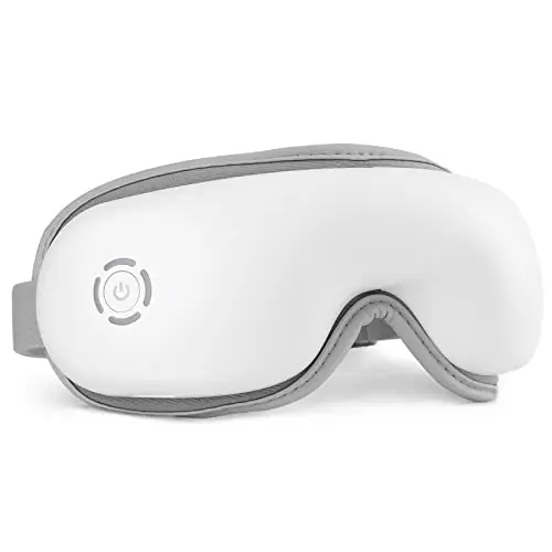 Mafiti Masajeador de ojos con calor, compresión de aire mejorada con música Bluetooth recargable terapia ocular masajeador para aliviar la tensión ocular, ojeras, ojos secos, mejorar el sueño (Blanco)