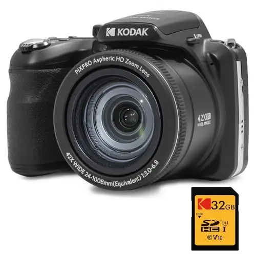 KODAK Pixpro Astro Zoom AZ425 - Cámara Digital Bridge, Zoom óptico 42X, Gran Angular de 24 mm, 20 megapíxeles, LCD 3, vídeo Full HD 1080p, batería Li-Ion - Negro