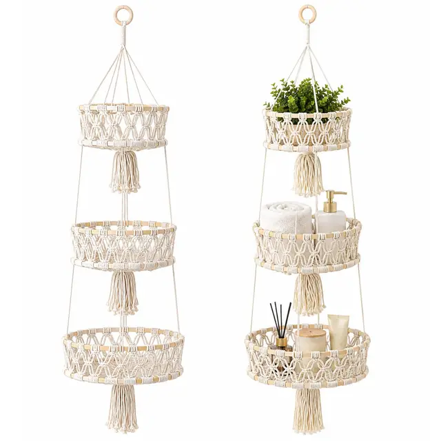 mocifa cesta colgante macramé 3 niveles