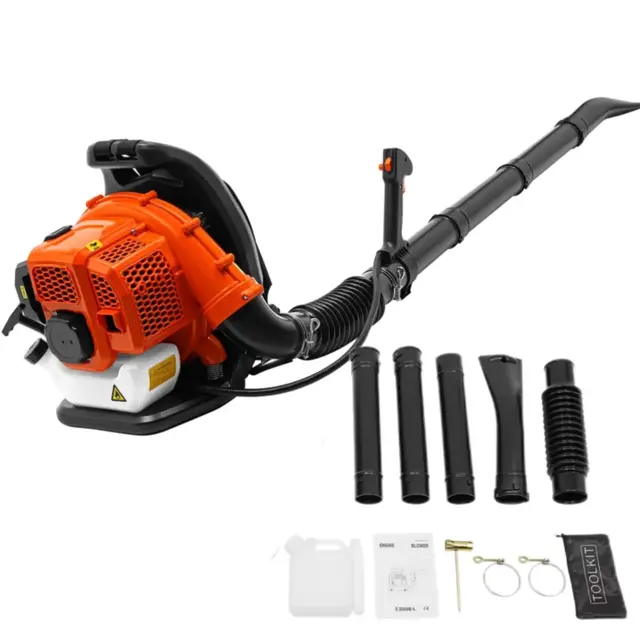 Soplador de hojas de gasolina de 2 tiempos, mochila para quitar hojas, burbujas de nieve, aspiradora, material PP, potente y ergonómico, para jardín, carretera, comercios y uso doméstico